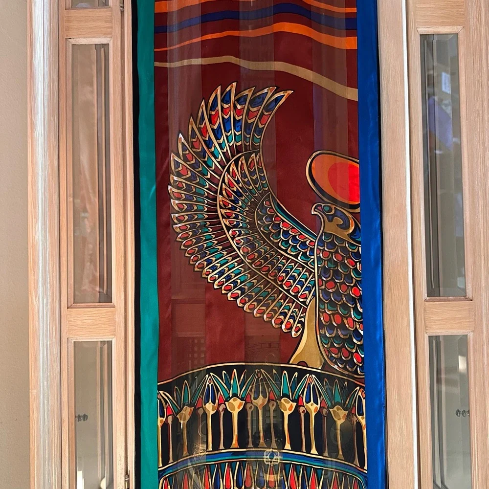Bob Mackie Egyptian Silk Scarf with Jewel Tone Accents